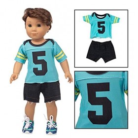 Hinleise Ensemble de vêtements de poupée pour poupée American Girl de 45,7 cm – T-shirt de sport short tenue décontractée pou