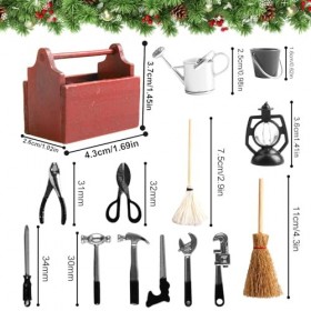 14 Pièces Accessoires de Maison de Poupée,Boîte à Outils en Bois Miniature,Mini boîte à Outils en Bois,Boîte à Outils Miniatu