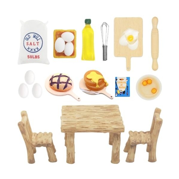 Shinybox Accessoires de Cuisine de Noël Miniature, 18 Pièces Ensemble de Cuisson Miniature, Accessoires de Lutin pour Maison 