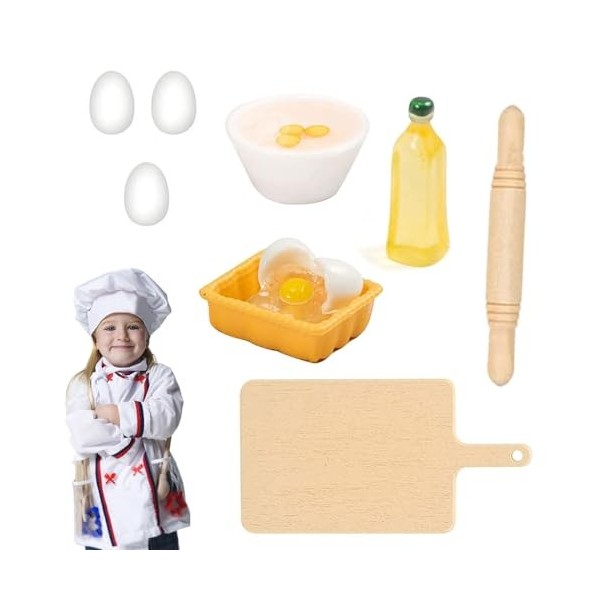 Lot de 11 accessoires de lutin - 1/12 - Accessoires de maison de poupée miniature - Ensemble de cuisine - Table et chaise pou