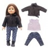 Uteruik Vêtements de poupée pour poupée American Girl de 46 cm – Veste en cuir T-shirts et pantalon accessoire de costume, 3 