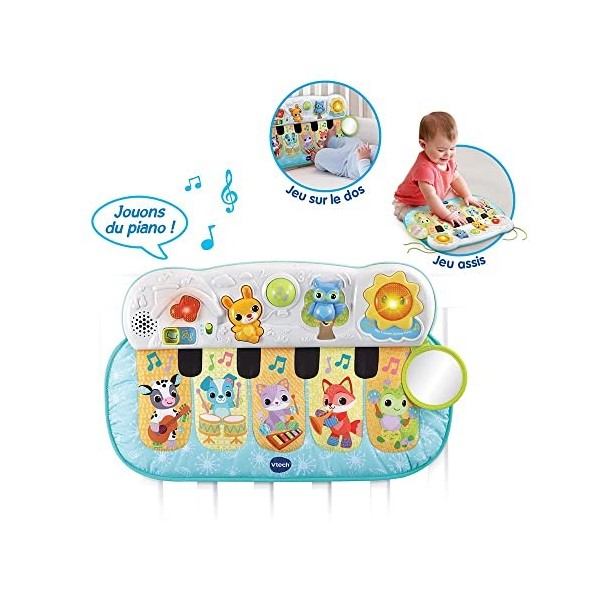 VTech - Tap Tap Piano des Baby Loulous, Piano Interactif et Sensoriel Lit Bébé, Jeu au Sol, Jouet dActivité et de Développem