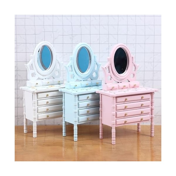 Haloppe Mobilier miniature pour maison de poupée, jouet de simulation, sans déformation, petite coiffeuse pratique pour amate