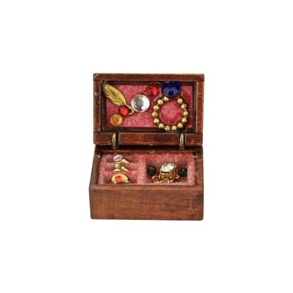 Perfeclan Boîte à Bijoux Miniature en Bois, Simulation à léchelle 1/12, Accessoires de scène de Vie de Jouet, Accessoires de