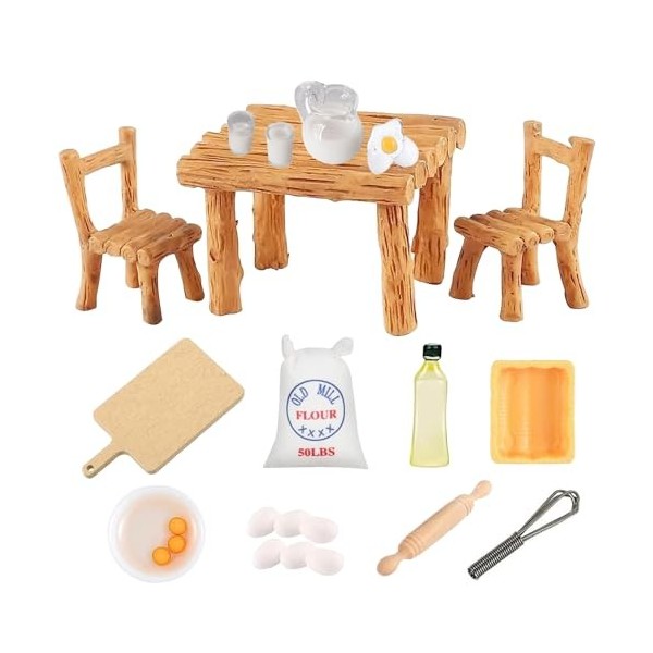 Accessoires de Cuisine de Noël Miniature, 20 Pièces Miniature Maison de Poupée Accessoires, Ensemble de Cuisson Miniature, Ac