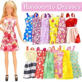 76 PCS Vêtements et Accessoires Compatible avec Barbie 16 Robes de soirée 20 Paires de Chaussures 10 Sacs à Main 30 Accessoir