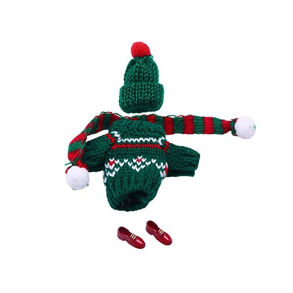 URFEDA Vêtements de poupée de Noël, mini vêtements en tricot, pulls de Noël, bonnets, gants, chaussures, écharpes, vêtements 