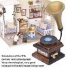 Tnfeeon 1/12 Maison De Poupée Décor Accessoires Antique Gramophone, Vintage Phonograph Famille Meubles en Bois Record Maison 