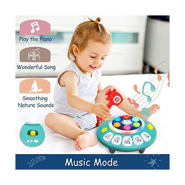 HOOGAR Jouets éducatifs musicaux pour les tout-petits de 2 ans et plus, jouet marteau de piano OVNI pour le développement pré