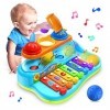 Yerloa Jouets musicaux 1 2 3 Ans Bébé Eclairer linstrument de Musique Xylophone Clavier de Jeu pour Les bébés Cadeau pour Le