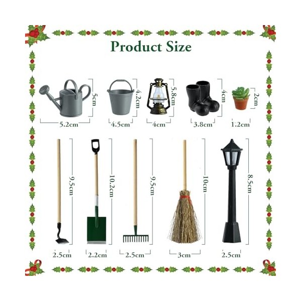 Aohcae Lot de 10 accessoires de jardin miniatures pour maison de poupée, accessoires de jardin, accessoires de Noël, accessoi