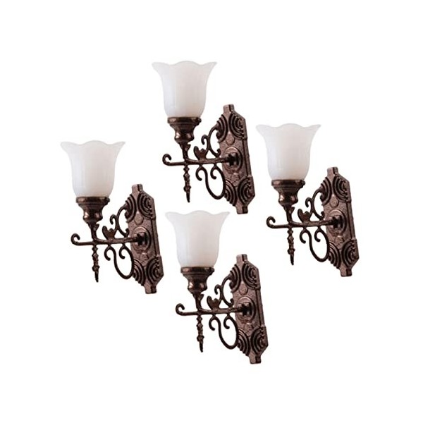 Unomor 4 Pièces Micro Paysage Ornement Lumière Maison De Poupée Accessoire Mini Maison Lanterne 1 12 Applique Murale Maison D