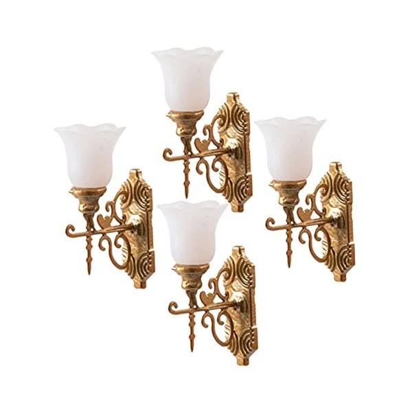 Unomor 4 Pièces Micro Paysage Ornement Lumière Maison De Poupée Accessoire Mini Maison Lanterne 1 12 Applique Murale Maison D