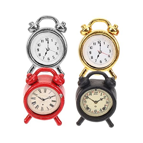 Warmhm 4 Pièces Mini Horloge Modèle Jouets Mini Réveil Jouets pour Enfants Accessoire Miniature Ornement Miniature Petite Ala