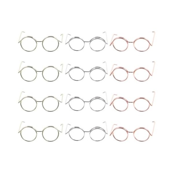 Alasum 12 Pièces Mini Poupée Lunettes Métal Fil Jante sans Cadre Poupée Habiller Lunettes Poupée Lunettes pour Poupées Access