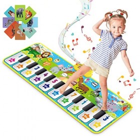 RenFox Tapis Musical Enfant, Tapis Jeu de Danse Tapis Piano Animale avec 10 Touches et 42 Sons pour Garçons Filles, Jouets Éd