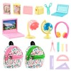 Accessoires Maison de Poupee 19 Pièces Miniature Accessoire Fourniture Scolaires Ensemble Scolaire Miniatures Sac à Dos Ordin