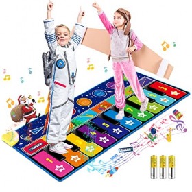 RenFox Tapis Musical, Ciel Étoilé Tapis Clavier Musical,Grand Tapis de Danse avec 10 Touches, 10 Chansons et 8 Instruments po