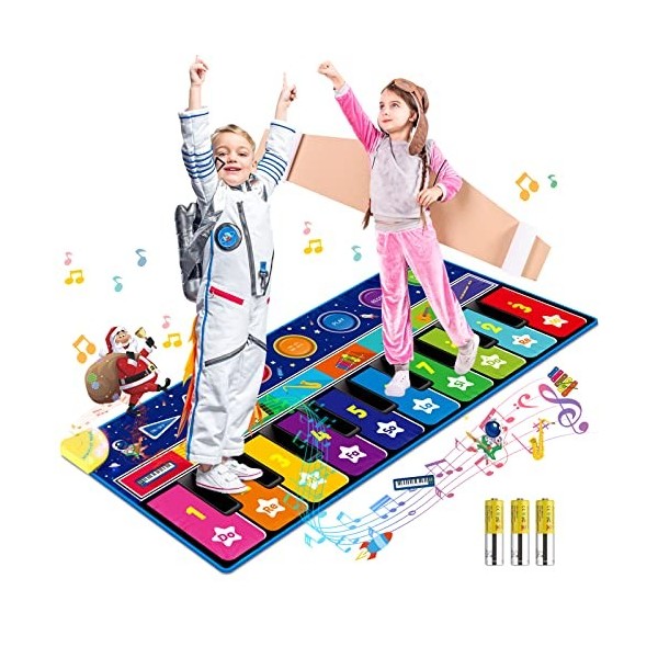 RenFox Tapis Musical, Ciel Étoilé Tapis Clavier Musical,Grand Tapis de Danse avec 10 Touches, 10 Chansons et 8 Instruments po