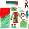 Tadoiooy Sac de Couchage pour poupée de Noël, kit Elfe sur létagère, Accessoires Elfe 11 pièces, Mini kit Elfe de Noël, Peig