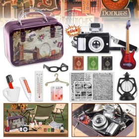 Accessoires Miniatures pour Maison de Poupée,15pcs Ensemble Daccessoires GNOME,Décoration Vintage Miniature,Kit de Noël Mini