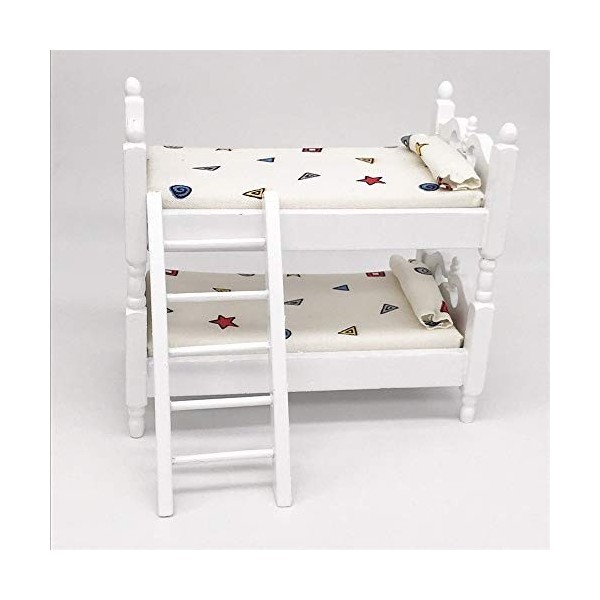 Uteruik Lit superposé miniature en bois pour maison de poupée - Accessoire pour enfants C 