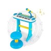 GOPLUS Clavier pour enfant avec 31 touches et tabouret, clavier électronique avec microphone, 22 démonstrations, instrument d