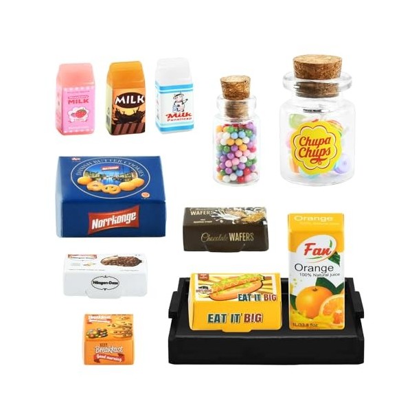 Jouets de Miniatures Alimentaires, Accessoires Maison de Poupee, Mini Jouets Alimentaires, Accessoires de Cuisine Miniature p