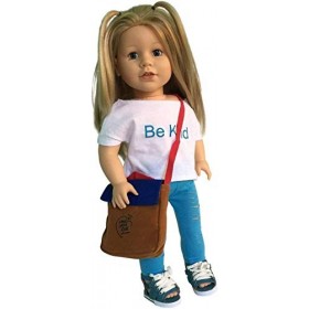 THE NEW YORK DOLL COLLECTION Sac à Dos Marron et Bleu - Sac dépaule - Accessoires de poupée pour poupées Filles de 18 Pouces