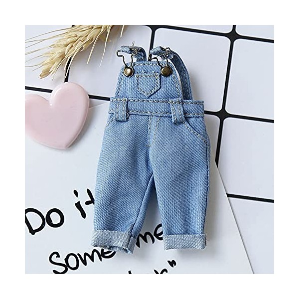 XiDonDon Vêtements de poupée ob11 vêtements bjd Pantalon en Denim avec Sangle de Mode pour OB, piccodo, GSC, 1/12bjd vêtement