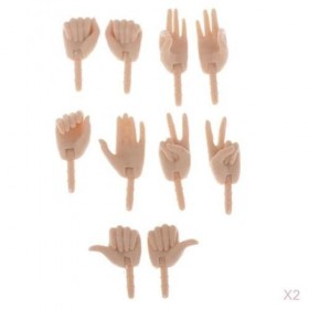 Lot de 10 paires de poupées 1/6 mains mobiles Accessoires en plastique pour poupées Blythe et BJD 1/6