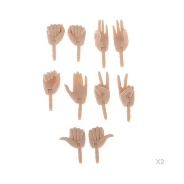 Lot de 10 paires de poupées 1/6 mains mobiles Accessoires en plastique pour poupées Blythe et BJD 1/6