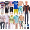 18 Pièces Vêtements et Accessoires pour Ken Garçons Poupées 6 Vêtements de Loisir Vêtements 2 Maillots de Bain 4 Paires Chaus