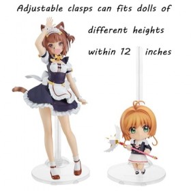 BieFuSin 10 Pièces Support de Présentoir de Poupée en Plastique,Support de Poupée Transparent, Réglable Vêtements Accessoires