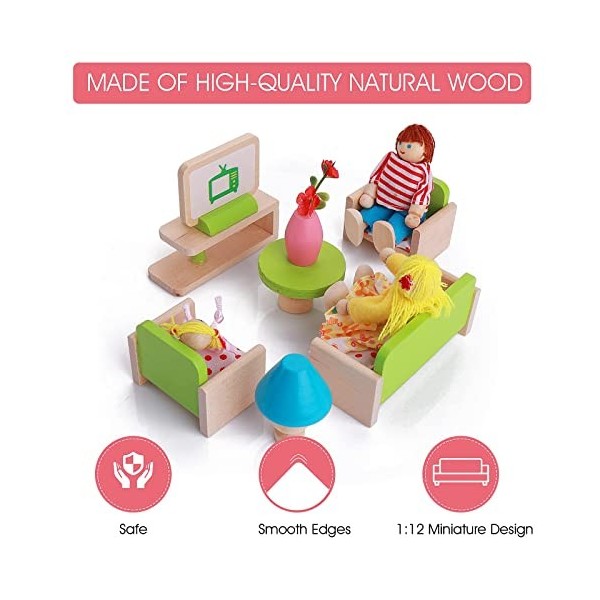 Meubles De Salle De Bain Pour Maison De Poupée – Lot De 4 Pièces En Bois (vasque, Toilettes, Douche, Baignoire) – Small Foot