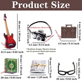 6 Pièce Objet Miniature pour Maison de Poupée, Decoration Bibliotheque Miniature, Miniature Camera Dollhouse Decoration, Livr