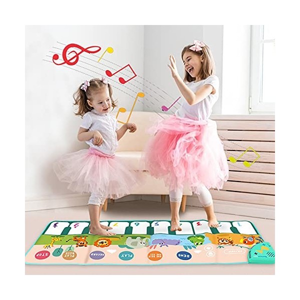 Tapis Piano Musical Enfant 3 Ans Et Plus - 110x36 Cm, PVC, Enregistrement, Piles AA - Cadeau Jeu Danse