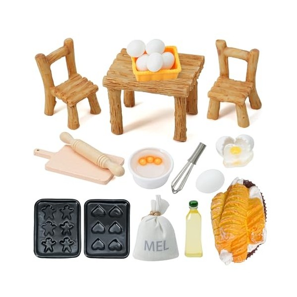 VXCMN Accessoires de Cuisine de Noël Miniature, 20 Pièces Accessoire Lutin Farceur de Noël Maison, Accessoires de Cuisine Min