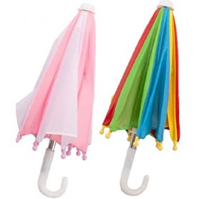 SAFIGLE Mini Parapluie Coloré 2 Pièces Parapluies Miniatures Réglable Mini Parapluie Coloré Ensoleillé Pluvieux Mignon Petit 