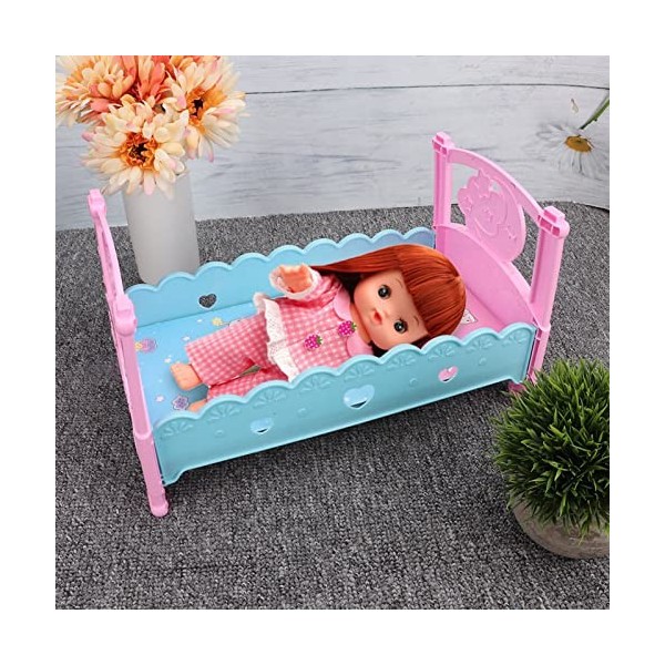Jouet de lit de poupée, Lit de poupée de Simulation de bébé Mini lit de poupée Berceaux Meubles Accessoires de Maison de poup