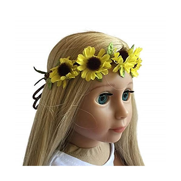The New York Doll Collection 18 Pouces / 46 cm Poupée Bandeau - Couronne de Tournesol Jaune Floral - Accessoires Cheveux pour