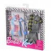 Barbie Fashionistas Kit vêtements Barbie & Ken, 2 tenues pour poupées dont robe, chemise, short et accessoires, jouet pour en