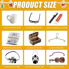 AVCXEC Lot de 17 accessoires miniatures pour maison de poupée - Accessoires 1/12 inclus - Mallette miniature - Mini brosse à 