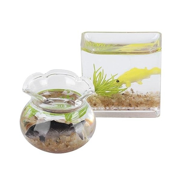 Agatige Bol à Poisson Miniature, 2 pièces de réservoir de Poisson de Maison de poupée Simulation de réservoir de Poisson Roug