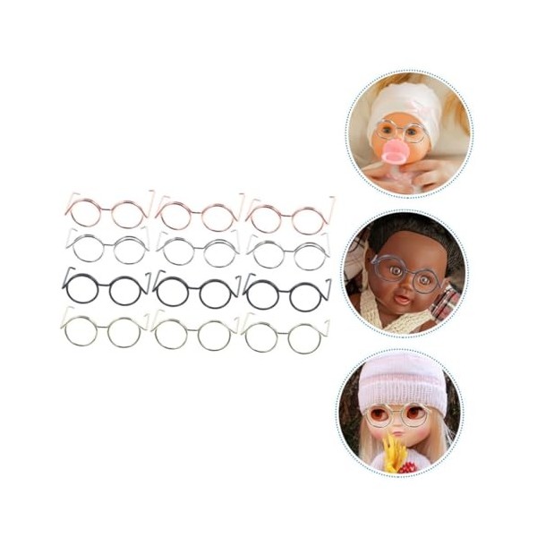 Abaodam 12 Pièces Mini Lunettes Accessoires De Maison De Poupée Miniature Poupées De Maison De Poupée Accessoires pour Animau