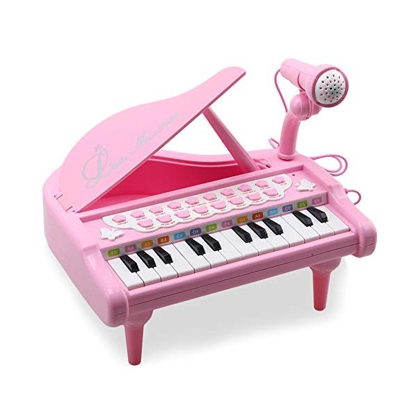 AmyBenton Piano Enfant 2 Ans, Piano Bebe 1 2 3 Ans, Piano Jouet Enfant avec Microphone Filles et Garçons - 24 Touches Noir