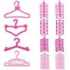 Smavles Cintre Poupée 100 Pièces Cintre Rose Plastique Mini Cintres Poupee Accessoires de Vêtements pour Poupées