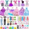 56 Ensembles Vêtements et Accessoires pour Barbie Doll, Accessoires pour Poupées Mini Vêtements Robes Pantalon Bikini Chaussu