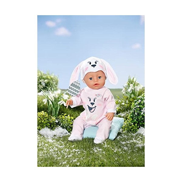 BABY born Combinaison de lapin 834473 - Accessoires pour poupées BABY born de 43 cm - Avec 1 grenouillère, 1 bonnet & 1 cintr