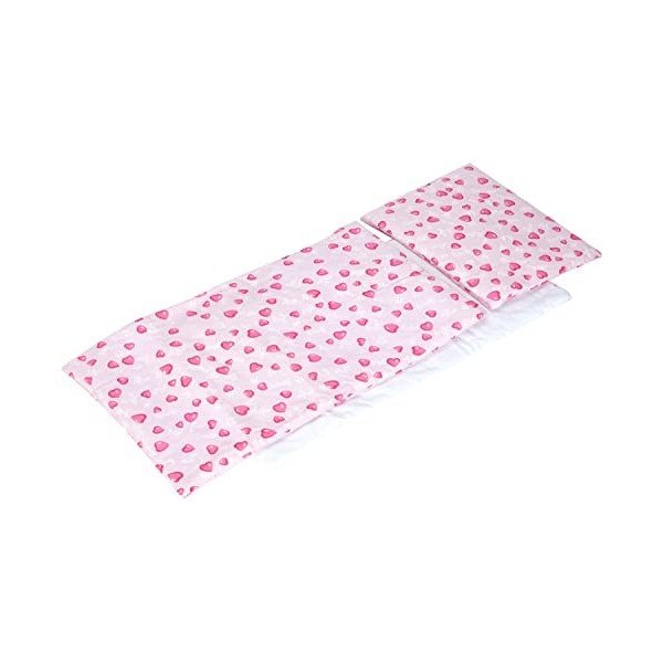 Pinolino - 28350-7 - Accessoire Poupée - Textile pour Lit de Poupées - 3 Pièces - Design Coeur Rose